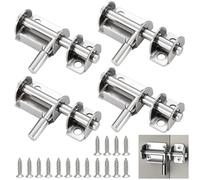 4 Pièces Verrou Targette de Porte, AcierInoxydable Loquet de Porte Coulissant Boulon de Porte Loquet Verrou de Porte Avec Vis, Serrure à Loquet pour Salle de Bain, Toilettes, Jardin, Abri de Jardin