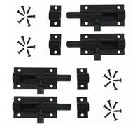 4 Pièces Verrou Targette de Porte, Loquet de Porte à Boulon Loquet Coulissant En Alliage D'aluminium Noir Loquet et Targe QIEDOVIEY