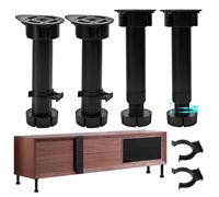 4 Pieds de Meuble Réglables, Pieds de Meuble Réglables en Hauteur 15-18cm,Pieds de Meuble Stables pour Armoires Tv Lits Canapés Tables de Chevet Chaises Armoires de Salle de Bain Tables Basses Noir