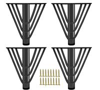 4 Pieds de Meubles Metal Noir, Pied Canapé de Rechange Moderne Chic Elégant, Pied pour Table Basse de 18cm, Meuble TV, Armoire Salle de Bain avec Vis+Protection du Sol+Base Silencieuse Antidérapante