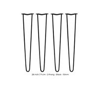 4 Pieds de Table en Epingle à Cheveux - 71cm - 2 Tiges - 10mm - Fini Noir