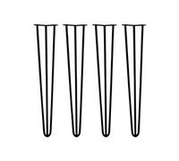 4 Pieds de Table en Epingle à Cheveux - 71cm - 3 Tiges - 12mm - Fini Noir