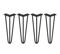 4 Pieds Table en Épingle à Cheveux SkiSki Legs 35,5cm Acier Noir 3 Tiges 10mm