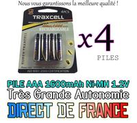 4 Piles AAA Rechargeables 1600mAh 1.2V NIMH R3 R03 LR3 LR03 Batterie Accus