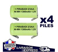 4 PILES ACCUS 2-3AA 1300mAh 1.2V Ni-MH RECHARGEABLE AVEC PÂTE BROCHE