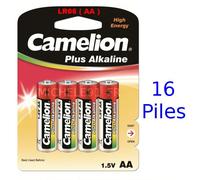 Camelion Piles AA Plus LR06 - Alcalines 1,5 V - Blister de 4 Rouge