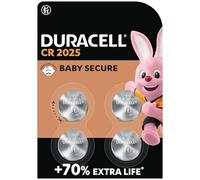 4 piles Duracell CR 2025 avec lithium (1 blister de 4 batteries)