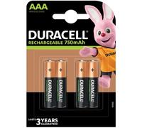 4 piles rechargeables AAA Duracell - Stays Charged 750mAh