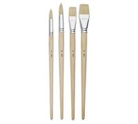 4 Pinceaux - Plat - Rond - Acrylique Et Huile - Fibres Naturelles - Manche Long - Pébéo