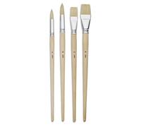 4 pinceaux - Plat - Rond - Acrylique et huile - Fibres naturelles - Manche long - Pébéo