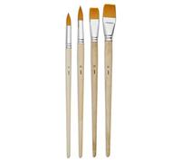 4 Pinceaux - Plat - Rond - Acrylique Et Huile - Fibres Synthétiques - Manche Long - Pébéo