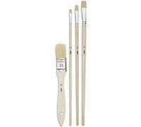 4 Pinceaux - Plat - Spalter - Acrylique Et Huile - Fibres Soie Beau-Blanc - Manche Long - Pébéo