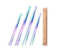 4 Pincettes de cuisine en acier inoxydable, 12 et 10 pouces, longue pincette arc-en-ciel pour la cuisine, les réparations, les fruits de mer et le BBQ