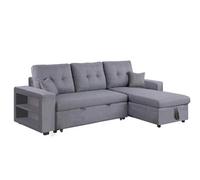 Concept Usine - Canapé d'angle droit Glasgow - Convertible 4 places avec coffre en tissu gris