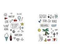 4 planches de Tatouages éphémères , assortiment hasardeux , motif mignon