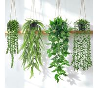 4 plantes artificielles, comprenant du lierre et de l'eucalyptus décoratifs, idéales pour une utilisation intérieure et extérieure