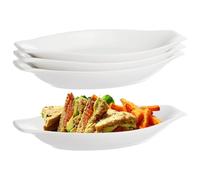 4 plats ovales à gratin en céramique, barquettes banane split, plats de service ovales 8 x 4 in, compatibles four et micro-ondes, mini plat à gratin avec deux poignées, empilables et faciles à
