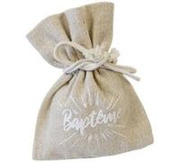 4 pochons baptême en toile polycoton 10cm naturel - hobi sc460 Gris G