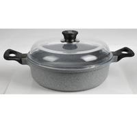 4 poêles à servir en fonte d'aluminium avec couvercle en verre Poêles à frire à grande capacité 28cm