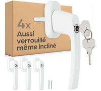 4 Poignées de Fenêtre Verrouilbles Poignée Fenetre avec Clé pour Fenêtre Oscillo Battante Sécurité Lot de 4