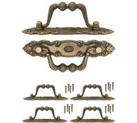 4 poignées rabattables d'époque pour tiroirs, commodes et buffets, 10,5 x 2 cm, bronze