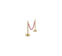 4 Poteaux de Guidage Séparation d'Or avec 2 Cordes en Velours Rouge 1,5 m