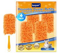 4 pour Swiffer Plumeau Poussiere-Microfibre Lavable 100x Nettoyage Efficace s pour Swiffer Duster Super Absorbante Recharge