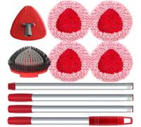 4 Rechanges de Serpillière pour Vileda Turbo Mop avec Brosse, Manche, Base | Éponge absorbant, poils durs 20° pour coins, poils doux et mousse. Usage sols, auto, camping Base incluse, lavable en machine