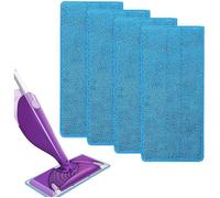 4 Remplacement Lingettes Reutilisable pour Swiffer WetJet Spray Balais Lavables en Microfibre pour le Nettoyage des Sols(Bleu (4pcs)
