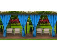4 rideaux d'extérieur bleu 155cm de large x 240cm de haut |Rideau opaque d'extérieur | Rideau résistant aux intempéries | Rideaux d'extérieur pour terrasse, jardin, véranda, pergola