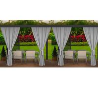 4 rideaux d'extérieur gris 155cm de large x 240cm de haut |Rideau opaque d'extérieur | Rideau résistant aux intempéries | Rideaux d'extérieur pour terrasse, jardin, véranda, pergola
