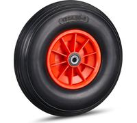 4 roues de brouette 4.00-6, roues en caoutchouc plein avec jante en plastique, 3 adaptateurs, roue de secours anti-crevaison, 100 kg, noir et rouge