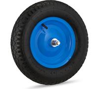 4 roues de brouette 4.80 4.00-8, à pneumatiques, jante en acier, avec axe, roue de secours pour brouette, jusqu'à 120 kg, noir/bleu