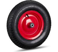 4 roues de brouette 4.80/4.00-8, à pneumatiques, jantes en acier, 3 adaptateurs, roues de rechange pour brouette, jusqu'à 120 kg, noir et rouge