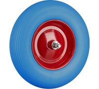 4 roues de brouette en caoutchouc plein avec axe, roue en caoutchouc 4.80 4.00-8, anti-crevaison, roue de secours d'une capacité de charge de 100 kg, bleu-rouge