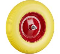 4 roues de brouette en caoutchouc plein avec axe, roue en caoutchouc PU 4.80 4.00-8, anti-crevaison, roue de secours d'une capacité de charge de 100 kg, jaune et rouge