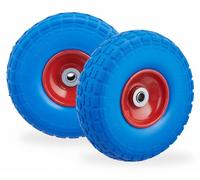 Relaxdays Roue pour diable bleu-rouge en lot de 4