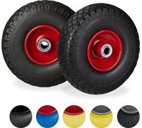 4 roues de diable, pneus en caoutchouc plein anti-crevaison, jante en acier 3.00-4", axe de 20 mm, charge maximale 100 kg, roue de secours 260 x 85 mm, noir et rouge