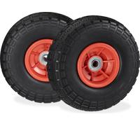 4 roues pour diable, pneus en caoutchouc plein PU anti-crevaison, 4.1/3.5-4", pour axe de 16 mm, charge max. 150 kg, 260 x 85 mm, noir et rouge
