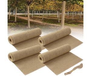 4 rouleaux de 3 m x 25,5 cm de protection hivernale pour arbres – jute pour plantes – bande de protection hivernale en jute pour plantes, protection contre le gel et l'humidité, bande de jute pour pla