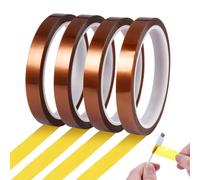 4 Rouleaux Ruban Adhésif de Film de Polyimide,Polyimide Haute Température | 12mm x 33m Chauffant Sublimation Ruban,Sans Résidus Ruban de Transfert de Chaleur pour Imprimante 3d, Masquage, Soudure