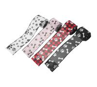 4 Rouleaux Ruban Présent Imprimé Pattes et Os de Chien, 2,4" X 5 Yards, | Bord Armé pour Garder la Forme, Coupe Facile, Rouleau Décoratif, Emballage Festif, Rangement Pratique, Motif Animalier