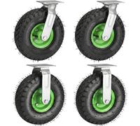 4 roulettes de forte capacité, roulettes pivotantes avec pneus pneumatiques silencieux, diamètre de roue 250 x 90 mm, 2 roulettes pivotantes à 360°, 2 roulettes avec frein, capacité de charge de 600 k