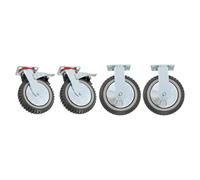 4 Roulettes Industrielles Diamètre 20 cm pour Charge Lourde, 2 Roues Pivotantes avec Frein et 2 Roues Fixes, Qualité Professionnelle pour Chariot Industriel, Établi et Garage