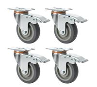 4 roulettes pivotantes 100 mm en caoutchouc TPR et acier galvanisé 100 x 31