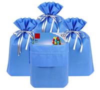 4 sacs cadeaux avec cordon de serrage, en feutre, de couleur bleue, dimensions 60x44 cm