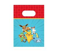 Lot de 4 sacs de fête « Pokemon » pour petit cadeau d'anniversaire et de fête | avec poignées de transport, 17 x 25 cm, en papier | Sacs cadeaux d'anniversaire pour enfants Pikachu
