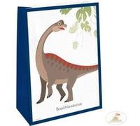 4 sacs en papier + stickers dinosaures Jaune G