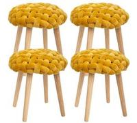 4 Selles De Tissu Tricotado wellhome. 39 x 39 x 43cm Jaune G