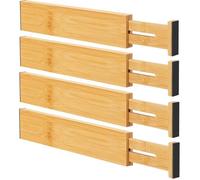 4 séparateurs de tiroir réglables en bambou pour vêtements, cuisine, commode, chambre, salle de bain et bureau, 30,5 à 43,2 cm